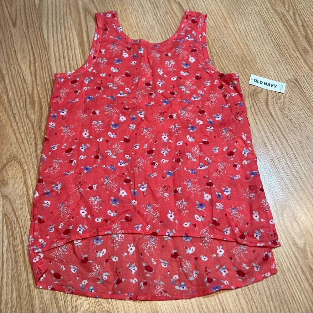NWT Old Navy coral‎ floral tank large 10-12